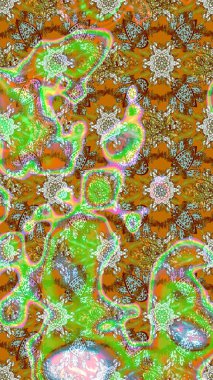 Küçük çiçekte güzel bir desen. Motley illüstrasyonu. Yeşil ve kahverengi çiçekli bahar çiçekleri. Küçük renkli çiçekler. Moda baskıları için zarif bir şablon.