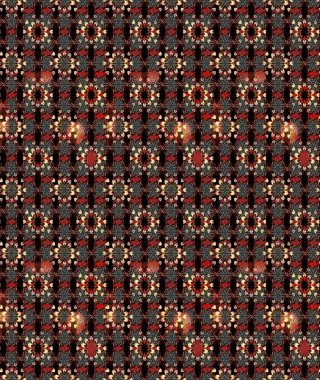 Çiçek buketleriyle klasik bir eskiz şekli. Raster illüstrasyonu. Siyah ve kahverengi renklerde.