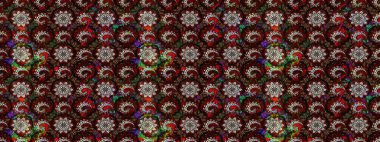 Suluboya tarzında siyah ve kahverengi renklerde. Raster illüstrasyonu. Küçük çiçekli bahar deseni çiz.