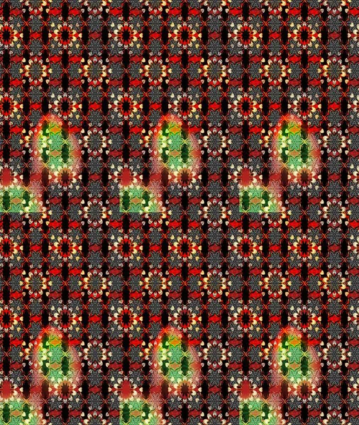 Raster çiçek desenleri çiziyor. Vadinin çiçekleri siyah ve kırmızı renklerde.