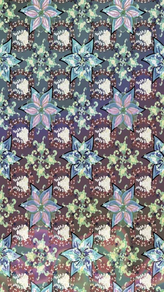 Soyut etnik raster kusursuz desen. Arkaplan dokusu, duvar kağıdı, çiçek teması, tarafsız ve gri renkler. Kabile sanatı boho baskısı, klasik çiçek arkaplanı.