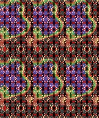 Şirin çiçekli eskiz deseni ve siyah ve kırmızı renklerde yapraklar, suluboya çiçek deseni, duvar kağıdı, kart ya da kumaş için fayanslı. Raster illüstrasyonu.