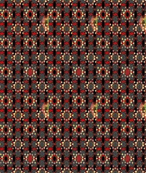 Klasik çiçek tasarımı elementleri. Siyah ve kahverengi kıvırcık çiçekler siyah ve kahverengi renklerde şekillenirler. Raster illüstrasyonu.