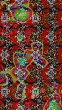 Kırmızı ve kahverengi renkte çiçekler. Düz Çiçek Elementleri Tasarımı. Raster illüstrasyonundaki çiçek desenli çizim. Renkli Yaz Teması çizim şablonu.