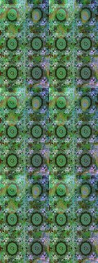 El yapımı dekoratif çerçeve, albüm kapağı, tebrik kartı, klasik Art deco tarzı. Altın karalama fantezi yapraklarından Raster soyut çiçek çelengi ve yeşil ve mavi renkte çiçek.