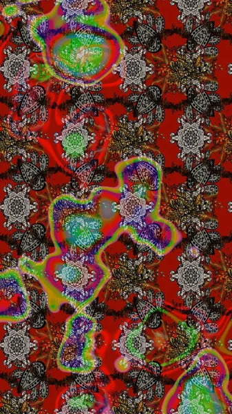 Kırmızı ve kahverengi renkte çiçekler. Düz Çiçek Elementleri Tasarımı. Raster illüstrasyonundaki çiçek desenli çizim. Renkli Yaz Teması çizim şablonu.