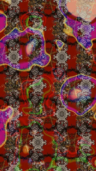 Raster çiçek desenleri çiziyor. Vadinin çiçekleri kahverengi ve kırmızı renklerde.