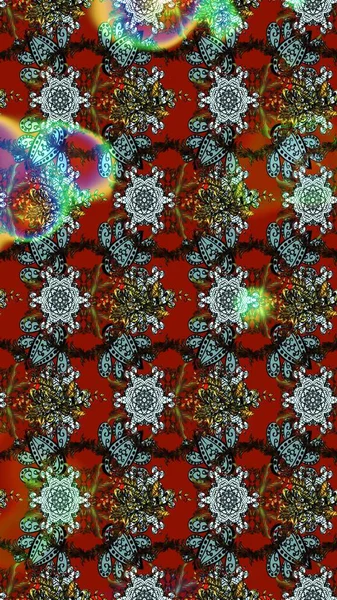 Çizim çiçek deseni duvar kâğıdı olarak kullanılabilir. Raster illüstrasyonu. Kahverengi ve kırmızı renkte çiçekler.