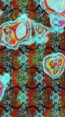 Klasik çiçek tasarımı elementleri. Mavi ve kahverengi kıvırcık çiçekler mavi ve kahverengi renklerde şekillenir. Raster illüstrasyonu.