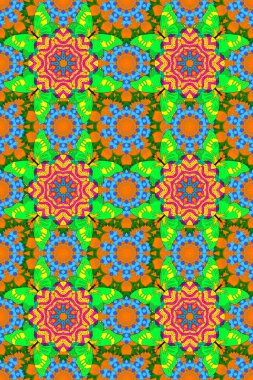 Anti-stres için soyut örnek sayfası. Raster illüstrasyonu. Yeşil, turuncu ve mavi renklerde.