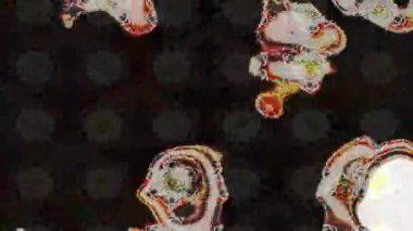 Renkli unsurlarla hareketli arka plan görüntüleri. Çiçekler. Eski model. Bayrak tarzı. Video kaydı. Şablon. Döngü. Kusursuz.. 