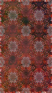 Kahverengi ve gri çiçekli kusursuz desen, suluboya çiçek deseni, sevimli çiçek, duvar kağıdı, kart veya kumaş için fayanslı. Raster - stok.