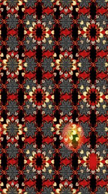 Sevimli çiçek raster deseni. Siyah ve kırmızı renkte çiçekler. Sketch Colour Spring Theme eskiz kalıbı. Düz Çiçek Elementleri Tasarımı.