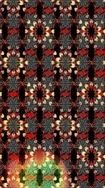 Raster illüstrasyonundaki çiçek desenli çizim. Siyah ve kahverengi renklerde. Güzel kumaş deseni. Raster illüstrasyonu.