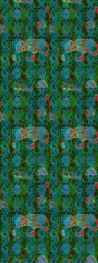 Renkli Yaz Temalı eskiz kalıbı. Sevimli çiçek raster deseni. Düz Çiçek Elementleri Tasarımı. Yeşil ve mavi renkte çiçekler.