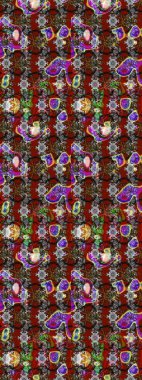 Çiçekli karalama şeklinde Raster çiçek deseni. Gri ve kırmızı renkte çiçekler. Nazikçe, güzel çiçek arkaplanı..