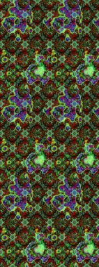 Raster illüstrasyonundaki çiçek desenli çizim. Yeşil ve kahverengi renkte çiçekler.