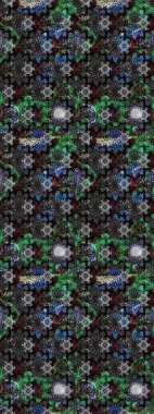 Cute floral elements. Raster illustration. Flowers on gray and black colors. Sketch.