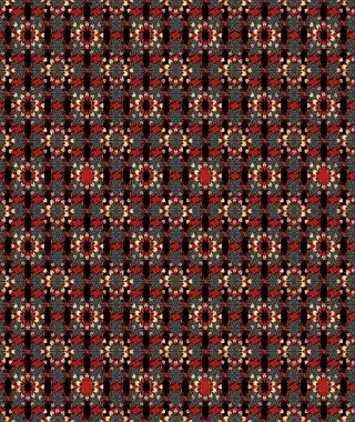 Sevimli çiçek raster deseni. Siyah ve kırmızı renkte çiçekler. Renkli Yaz Temalı eskiz kalıbı. Düz Çiçek Elementleri Tasarımı.