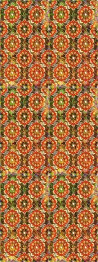 Sketch Floral Pattern in Raster illustration. Beautiful fabric pattern. On brown and orange colors. Raster illustration.