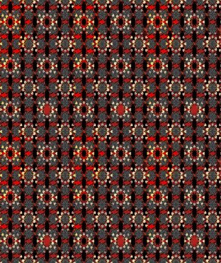 Raster illüstrasyonundaki çiçek desenli çizim. Siyah ve kırmızı renkte çiçekler. Renkli Bahar Teması eskiz kalıbı. Düz Çiçek Elementleri Tasarımı.