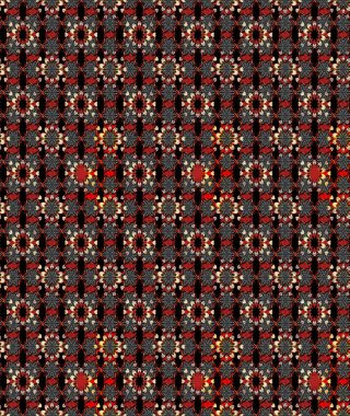 Şirin çiçek elementleri. Siyah ve kırmızı renkte çiçekler. Raster illüstrasyonu. Çizim.