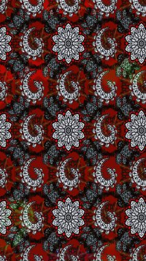 Gri ve siyah renkli çiçekler. Hediye ambalaj kağıdı, tebrik kartları, posterler ve pankart tasarımı. Raster düz çiçek çizim deseni.