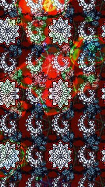 Raster düz çiçek çizim deseni. Kırmızı ve siyah renkte çiçekler. Tasarım hediye paketi, tebrik kartları, posterler ve afiş tasarımı.