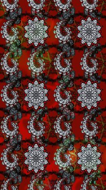 Colour Spring Theme sketch pattern Background. Flat Flower Elements Design. Cute flower raster pattern. Flowers on gray and red colors.