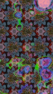 Düz Çiçek Elementleri Tasarımı. Çiçek deseni. Raster illüstrasyonu. Chichi 'nin kumaş kalıbını çiz. Renkli Bahar Teması çizim şablonu.