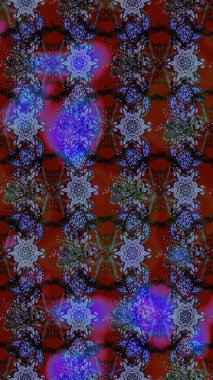 Küçük renkli çiçekler. Menekşe ve kırmızı çiçekli bahar çiçekleri. Moda baskıları için zarif bir şablon. Küçük çiçekte güzel bir desen. Motley illüstrasyonu.