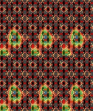 Siyah ve kırmızı renkli bitkilerden oluşan parlak bir halı eşkali..