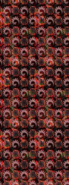 Flowers on black and brown colors. Cute flower raster pattern. Colour Summer Theme sketch pattern Background. Flat Flower Elements Design.