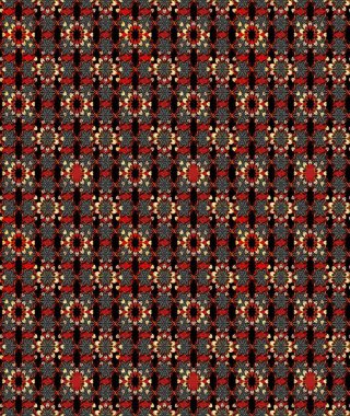 Raster illüstrasyonu. Hint süsü. Çizim kalıbı. Renkli süs kenarı. Siyah ve kırmızı renklerde. Çiçek duvar kağıdı.