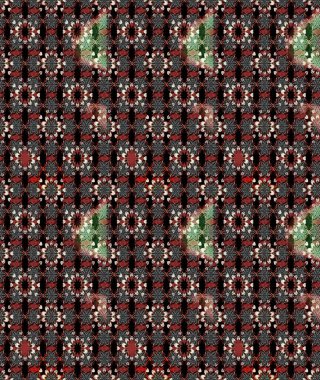 Suluboya elle çizilmiş çiçek desenli eskiz deseni. Parlak renkli fantezi çiçekleri, yapraklar, siyah ve kahverengi renkli tomurcuklar..