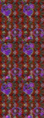 Kırmızı ve kahverengi kıvırcık çiçekler kırmızı ve kahverengi renklerde şekillenirler. Raster illüstrasyonu. Klasik çiçek tasarım elementleri.