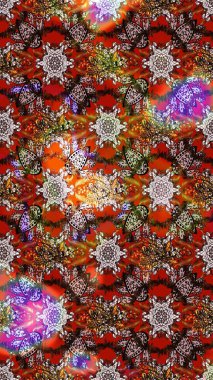 Raster deseni. Raster illüstrasyonu. Küçük çiçekteki sevimli çiçek deseni. Nazikçe, yaz çiçekleri kahverengi ve kırmızı renklerde.