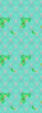 Mavi ve yeşil renkli çiçekler. Düz Çiçek Elementleri Tasarımı. Renkli Yaz Temalı eskiz kalıbı. Raster illüstrasyonunda çiçek deseni çizimi.