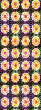 Sarı ve nötr renklerde etnik çiçekli zarif eskiz deseni. Asya Tekstil 'inde Raster Çiçek İllüstrasyonu.