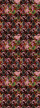 Vadinin çiçekleri kahverengi ve siyah renklerde. Çiçeksel çizim kalıbının çizimi.