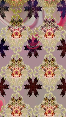 Tekstil için suluboya eskiz deseni. Şirin çiçekli, desenli, bej ve gri renklerde renkli çizimler. El çizimi çiçek çizimi deseni (fayans)).