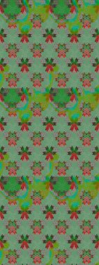 Renkli Bahar Temalı Kusursuz Arkaplan. Düz Çiçek Elementleri Tasarımı. Kusursuz çiçek deseni. Raster illüstrasyonu. Asya tekstil tarzında. Güzel kumaş deseni.