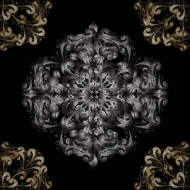 Parlak dantel, stilize çiçekler, şal desenli. Hassas altın deseni açın. Güzel renklerde ve altın elementlerle kusursuz desen. Raster illüstrasyonu. Kusursuz altın desenli bukleler. Doğu tarzı arabesk