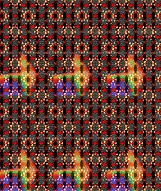 Suluboya çiçekli çiçek deseni. Raster illüstrasyonu. Siyah ve kırmızı renkli güzel tekstil.