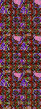 Raster. Kırmızı ve kahverengi renkte güzel çiçekleri olan eskiz deseni, suluboya çiçek deseni, duvar kağıdı, kart veya kumaş için fayanslı.