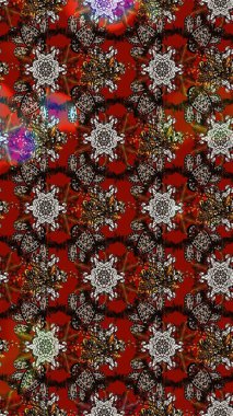 Düz Çiçek Elementleri Tasarımı. Renkli Bahar Teması eskiz kalıbı. Güzel çiçek deseni. Kahverengi ve kırmızı renkte çiçekler.