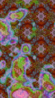 Raster illüstrasyonundaki çiçek desenli çizim. Güzel kumaş deseni. Düz Çiçek Elementleri Tasarımı. Renkli Bahar Teması çizim şablonu.