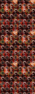 Vadinin çiçekleri kahverengi ve siyah renklerde. Çiçekler. Soyut etnik raster çizim kalıbı.