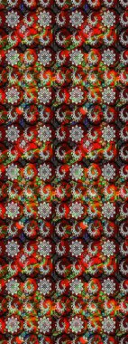 Eskiz arkaplan modeli. Suluboya, elle çizilmiş. Raster - stok. Vadinin çiçekleri kırmızı ve siyah renklerde.