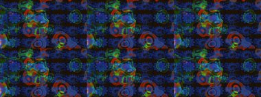 Raster illüstrasyonundaki çiçek desenli çizim. Renkli Bahar Teması eskiz kalıbı. Düz Çiçek Elementleri Tasarımı. Mavi ve gri renkte çiçekler.